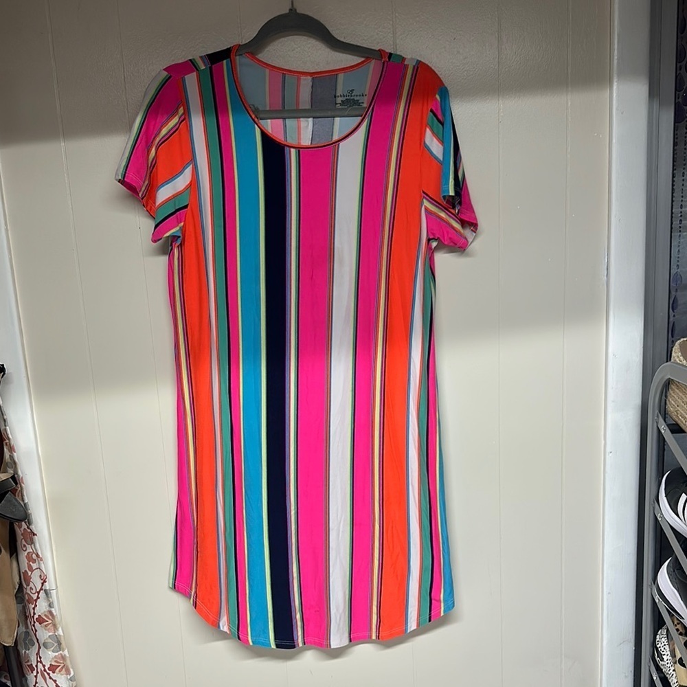 Bobbie Brooks Colorful Striped Soft Dress. Dress up or Down